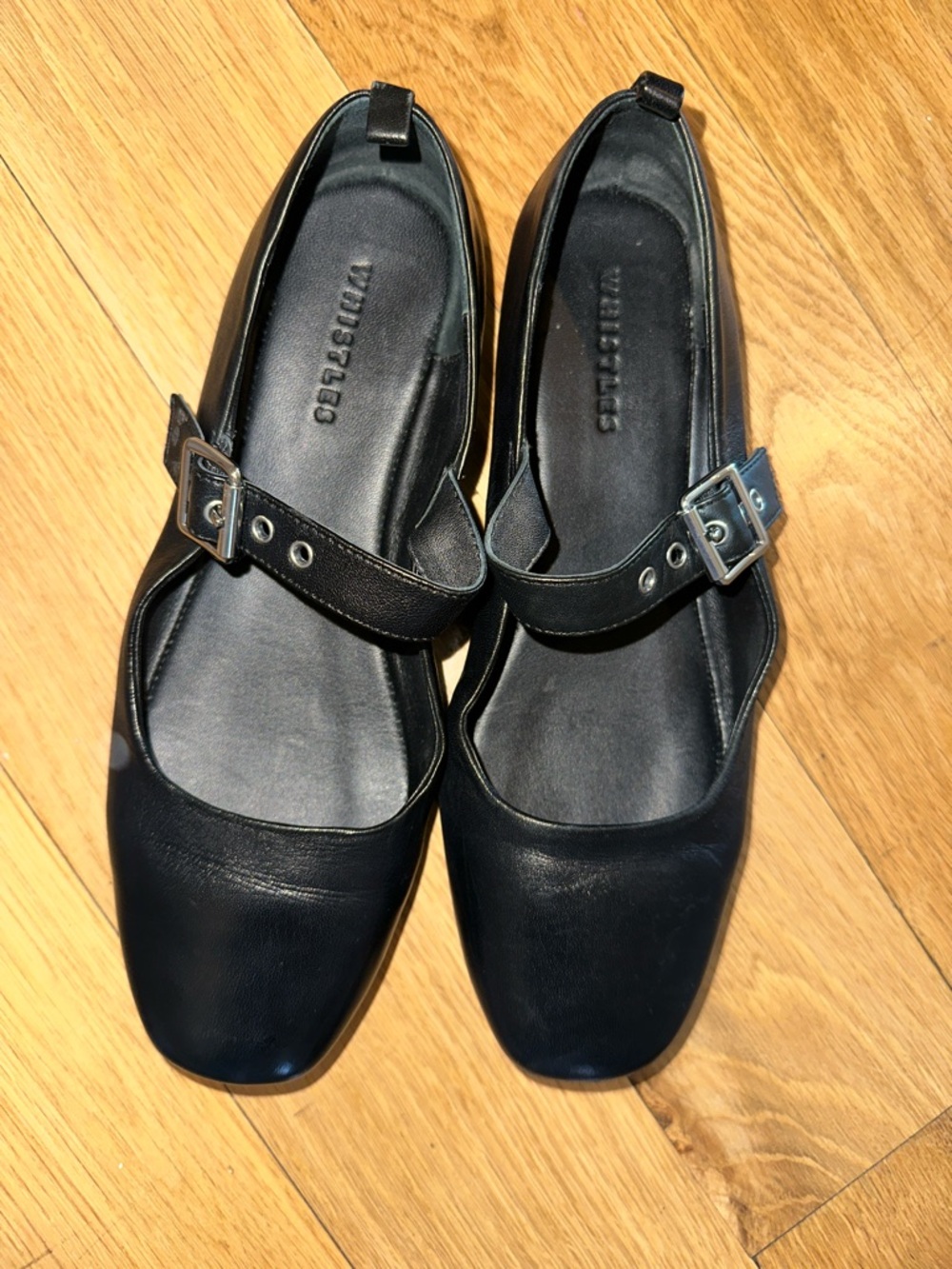 Whistles Black Mary Jane Loafers with Buckle Strap